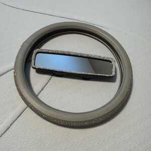 Bling steering wheel cover and bling rear view mirror